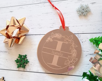 Christmas Tree Ornament Mirrored acrylic Personalised Bauble Christmas Decoration gift