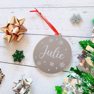 Personalised Christmas Tree Ornament Mirrored acrylic Bauble Christmas Decoration gift