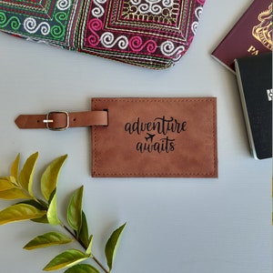 Travel Luggage Rawhide Leather Name Tag Laser Engraved Christmas Birthday Wedding Gift
