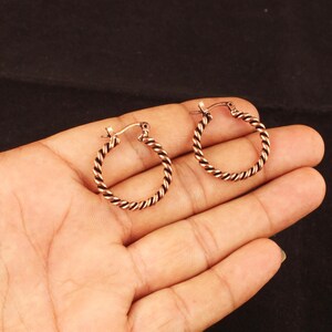 Pure Copper Oxidized Wire Wrap Earring, Rope Style Wrapping Statement Earring With Hypoallergenic Ear Clasp Handmade Earring image 13