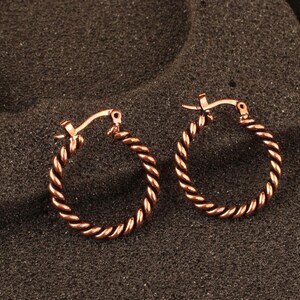 Pure Copper Oxidized Wire Wrap Earring, Rope Style Wrapping Statement Earring With Hypoallergenic Ear Clasp Handmade Earring image 15
