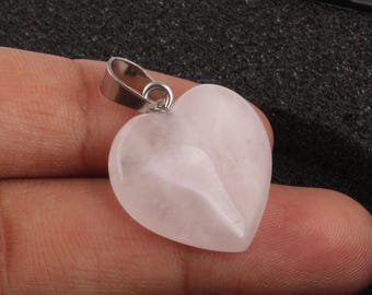 Natuurlijke rozenkwarts hart hanger ketting, edelsteen helende steen