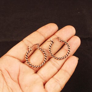 Pure Copper Oxidized Wire Wrap Earring, Rope Style Wrapping Statement Earring With Hypoallergenic Ear Clasp Handmade Earring image 14