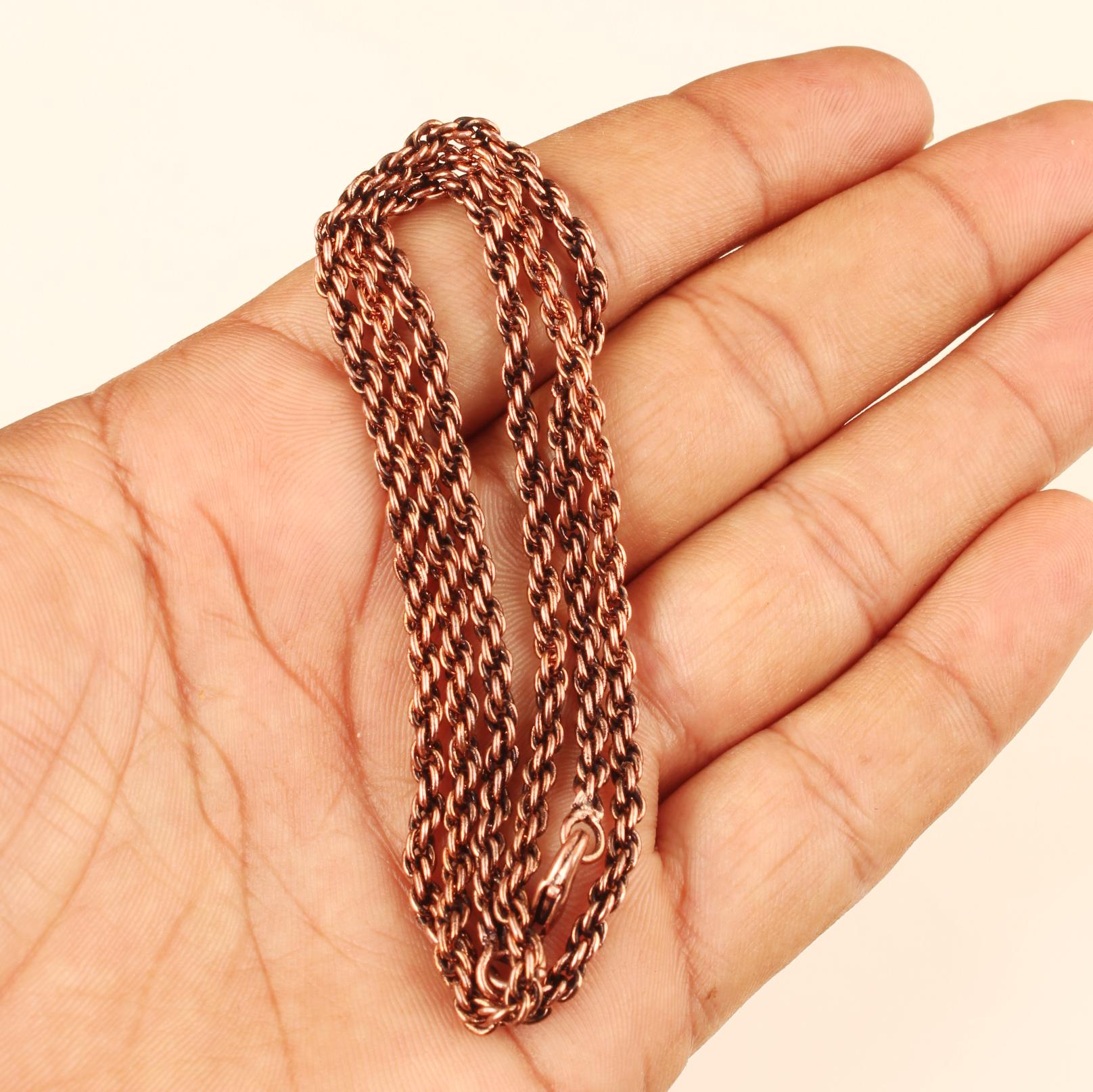 Solid Copper Rope Chain Pure Copper Oxidized Rope Chain Necklace ...