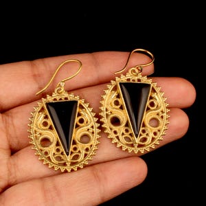 Heliwale Dangle Drop Stone Brass Lightweight Vintage Earrings Jewelry for Women Birthday Anniversary Gift