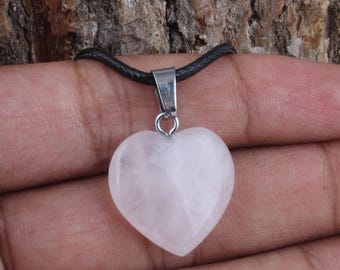 Natuurlijke rozenkwarts harthanger, edelsteenketting, helende steen