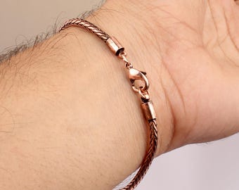 Bracelet chaîne blé en cuivre oxydé, bijoux unisexes en cuivre, respectueux de l'environnement