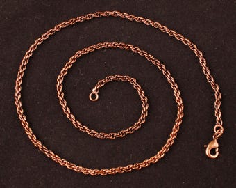 Halsband i massiv koppar, oxiderat rep, handgjord kopparkedja för kvinnor och män, kedjetjocklek 3 mm -16 till 26 tum
