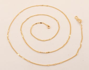 Förgyllt diamantslipat stationärt kedjehalsband, platt stjärnformad skivkedja, minimalistiska smycken för vardagsbruk, present till unisex-50 cm