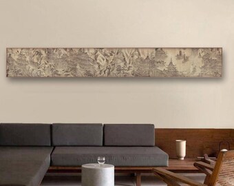 Great Ming Palace long Scroll, horizontal Chinese antique landscape painting art replica, long narrow Chinese ancient architectural painting