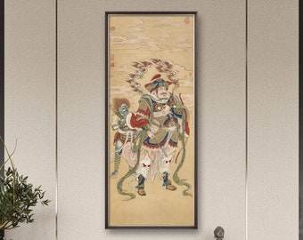 Portrait of Four Heavenly King, Traditional Chinese Religious Deity Portrait, Gongbi Painting, Dunhuang Mural Style painting, giclee print