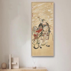 Erlang Shen, deity in Chinese mythology and folklore, a martial figure with a third eye, meticulous painting, Chinese religions art print