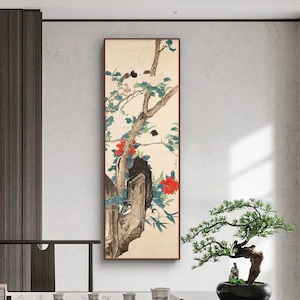 Splendid and Prosperous, rich and vibrant Chinese bird-and-flower painting, unframed giclee print, Chinese art replica wall hanging 田世光 錦繡繁華