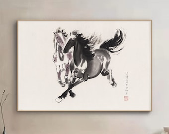 オリジナルの馬の芸術 中国の馬の絵 中国の筆絵 インク 馬のスケッチ