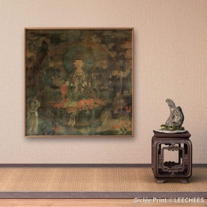 Mingfa Hai Temple, Manjushri mural, Meticulous bodhisattva painting, Buddhist art, enlightenment art, canvas print, wallpaper, 法海寺壁畫之文殊菩薩
