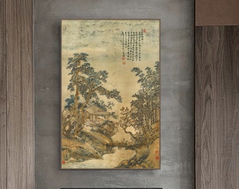 The ode of plum, by Wang Hui, Shan Shui painting, fine art print, Chinese ancient landscape painting, unframed giclee print, 王翬 夏五吟梅