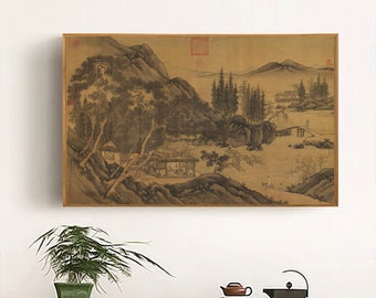 Chinese Antique Landscape Painting, Zhou Chen, Mountains and Lush