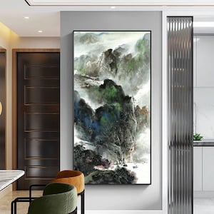 Chinese ink abstract landscape painting, Eastern Impressionist watercolor painting, Xuan paper archival print, like an original ink painting