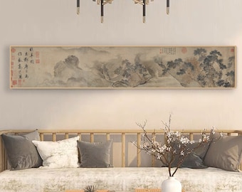 アンティーク中国山水画掛軸、漢字銘、掛軸 - Etsy 日本