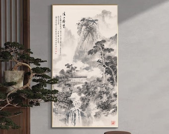 Landscape of streams and Mountains, Shuimo Shan Shui painting, ink wash fine art print, Chinese landscape painting, giclee print, 薛遂 溪山勝覽圖