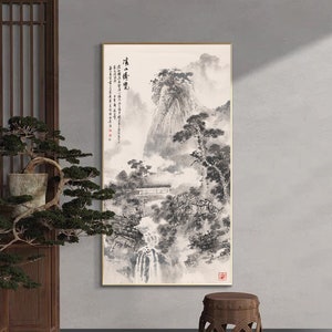 Landscape of streams and Mountains, Shuimo Shan Shui painting, ink wash fine art print, Chinese landscape painting, giclee print, 薛遂 溪山勝覽圖