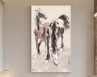 Xu Beihong、中国の水墨画の馬、馬の芸術、日本の版画、アートプリント