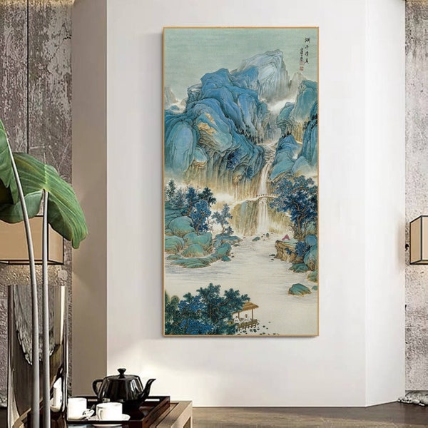 Refreshing summer, Lake Pavilion, High mountain landscape art, Chinese landscape painting, masterpiece art print, silk scroll hanging, 湖亭清夏