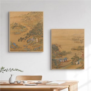 Set of 2 Chinese Antique Landscape Painting Giclee Print 明 - Etsy