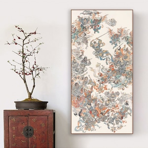 Monkey King&#39;s Great Havoc in Heaven, The Great Sage, Wu Kong, Chinese legendary painting, limited edition archival print, Xuan paper