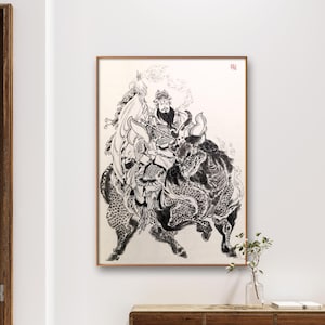 Investiture of the Gods, Wen Zhong,  Chinese gods painting, Traditional mythical characters paintings, limited edition archival print
