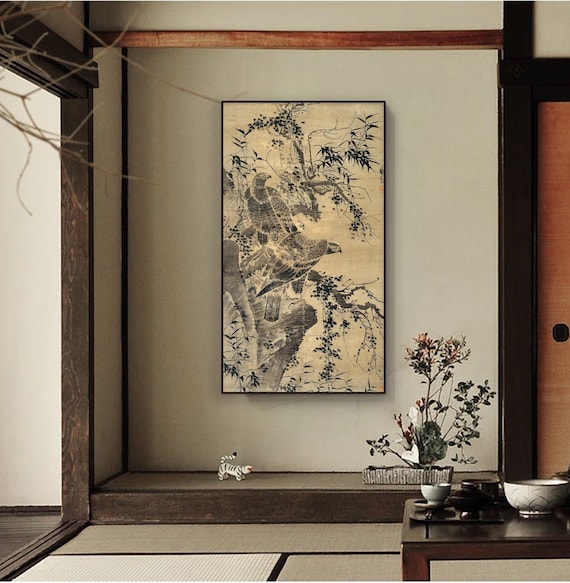 雙鷹圖 (two Eagles), by Lin Liang 林良, Auspicious Birds Wall Art  