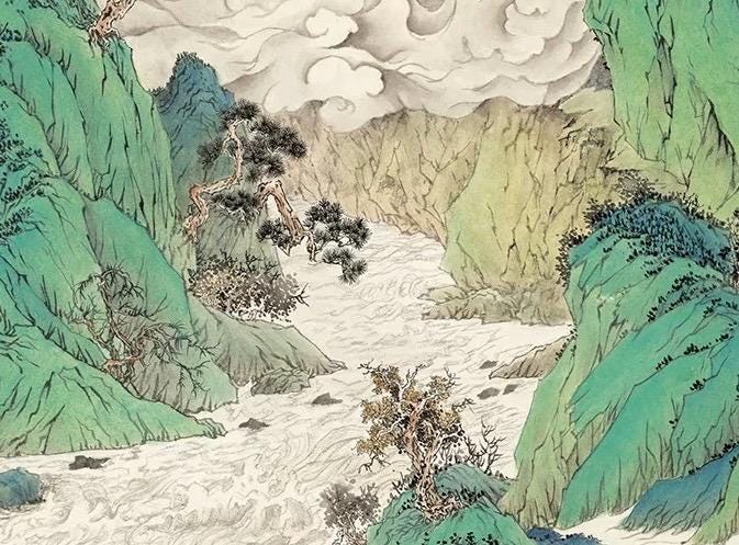 Spring Mountain Serenity Landscape | Museum-quality Chinese Green