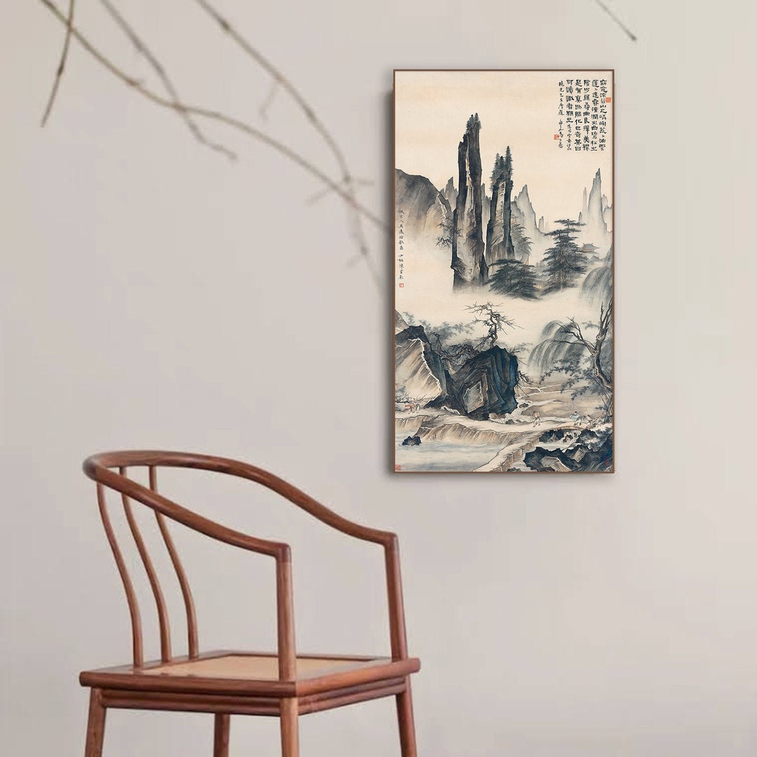 Retro Wall Hanging, Chinese Silk Hanging Scroll Made by Hand, Vertical