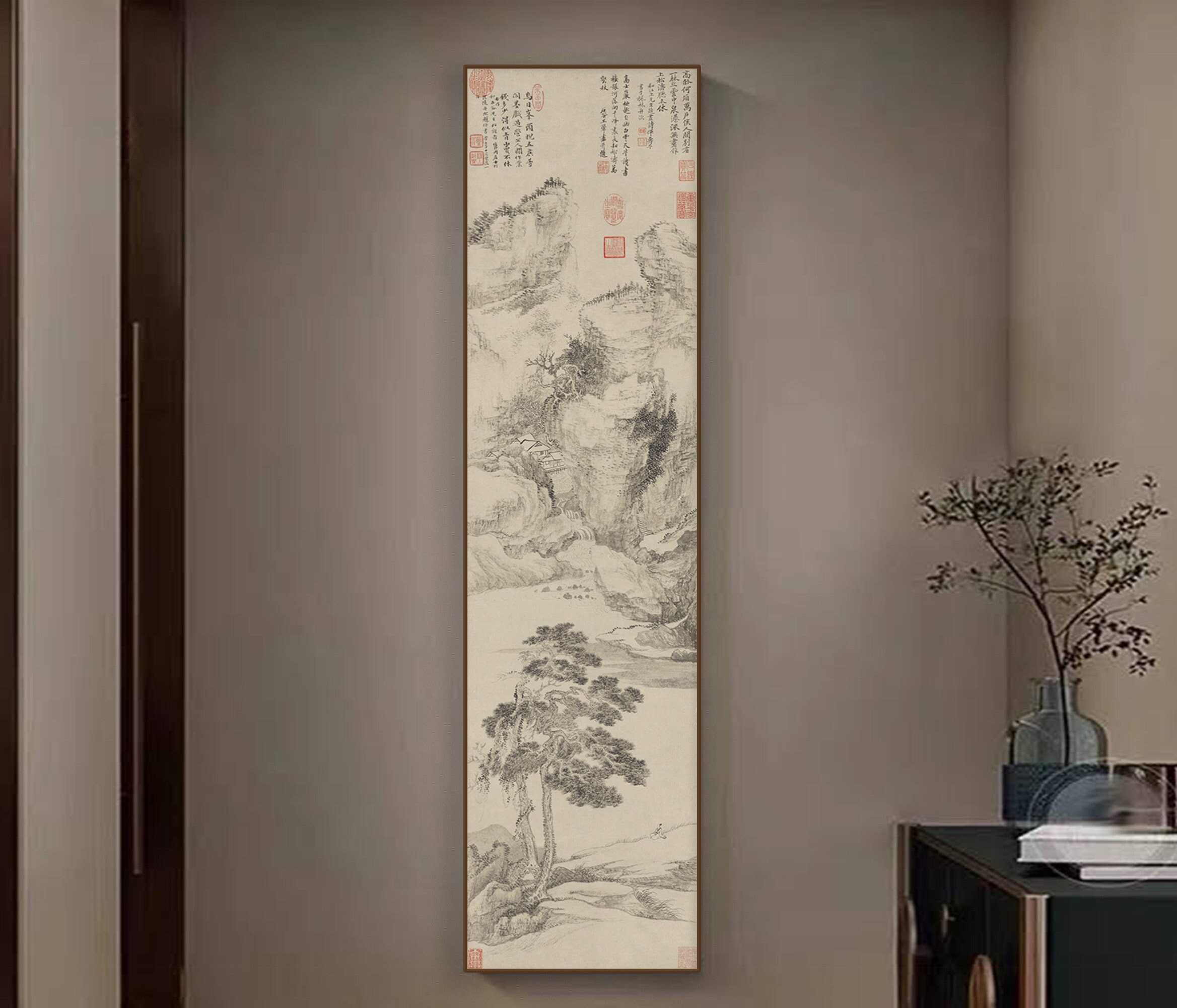 Reclusive Sage in the Mountains by Wang He 王翚, Chinese ancient landscape brush painting, fine art print, East Asian art, Shan shui painting