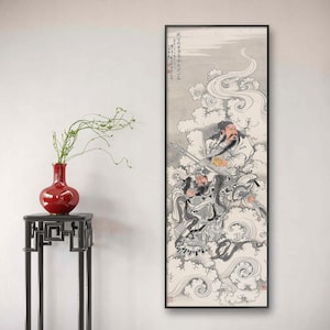 The Chinese traditional meticulous portrait painting of Guan Yu/Lord Guan, a symbol of loyalty, Chinese deity portrait painting, art print