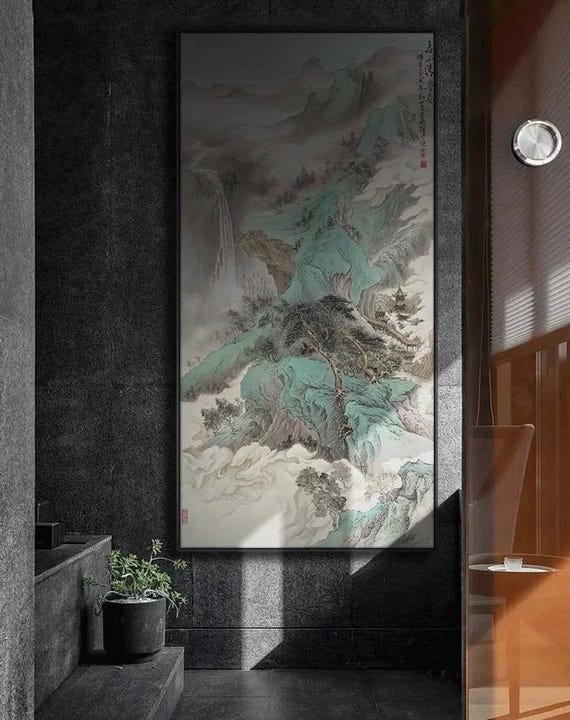 Spring Mountain Serenity Landscape | Museum-quality Chinese Green