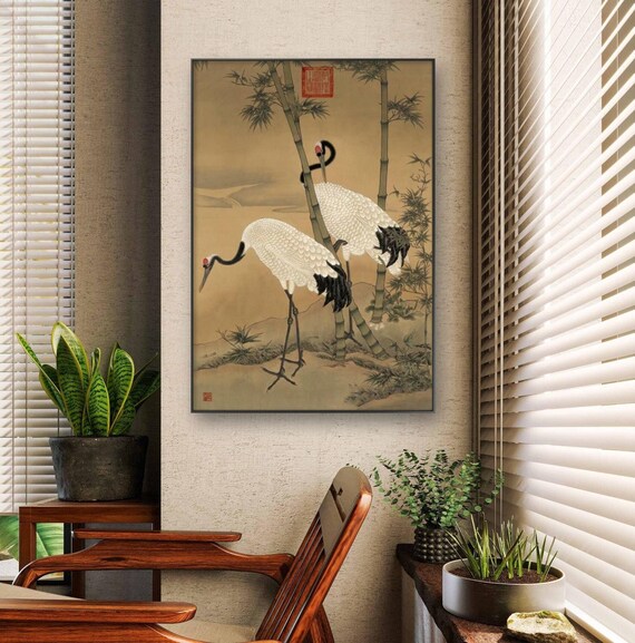 Vintage Red-crowned Cranes Decoration Painting HD Print Retro - Etsy