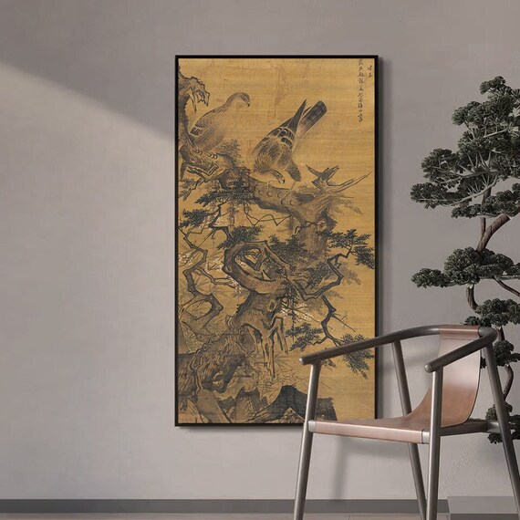 雙鷹圖 (two Eagles), by 萧海山, Auspicious Birds Wall Art  