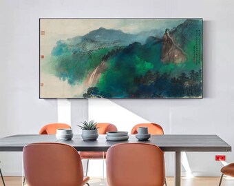 Abstract Ink Wash Painting Zhang Daqian 谷口人家 Large Etsy France