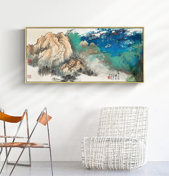 Chinese Ink Wash Landscape Painting Replica 春山暮雪 Zhang Etsy