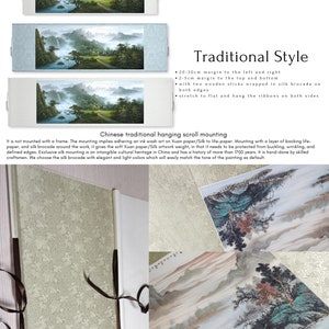 Extra large horizontal narrow Shan shui painting, West lake landscape, Chinese brush painting , long scroll landscape art above sofa 借問西湖 image 8