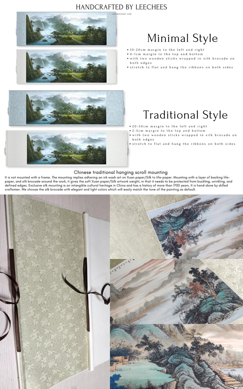 Extra large horizontal narrow Shan shui painting, West lake landscape, Chinese brush painting , long scroll landscape art above sofa 借問西湖 image 8