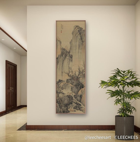 High Mountains and Waterfalls, Chinese Antique Landscape Painting