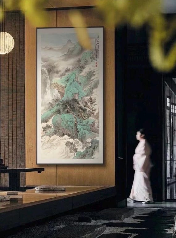 Spring Mountain Serenity Landscape | Museum-quality Chinese Green