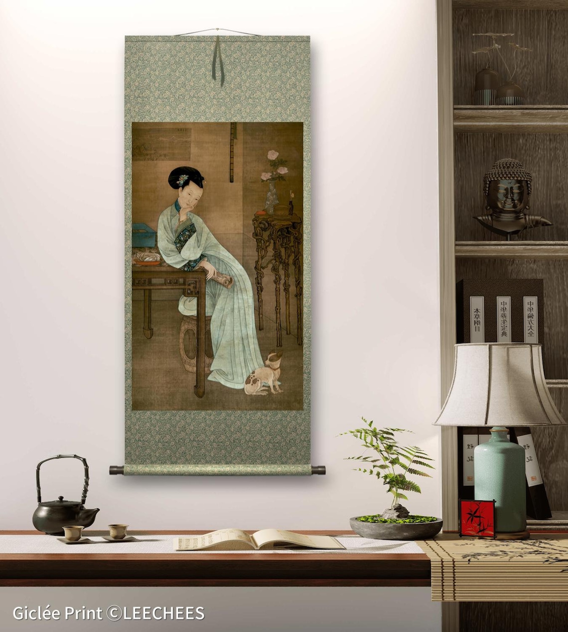 Tired Reading in Spring Pavilion, Graceful Qing Dynasty Maiden Art ...