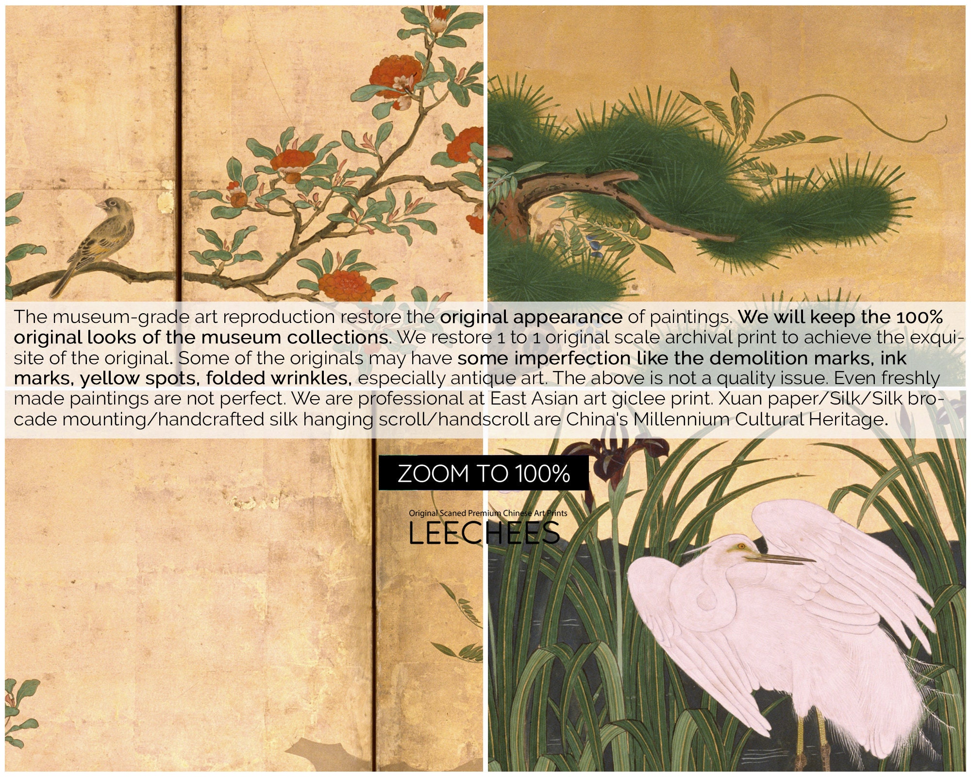 Spring Flowers and Birds Folding Screen Art Replica, Japan Art