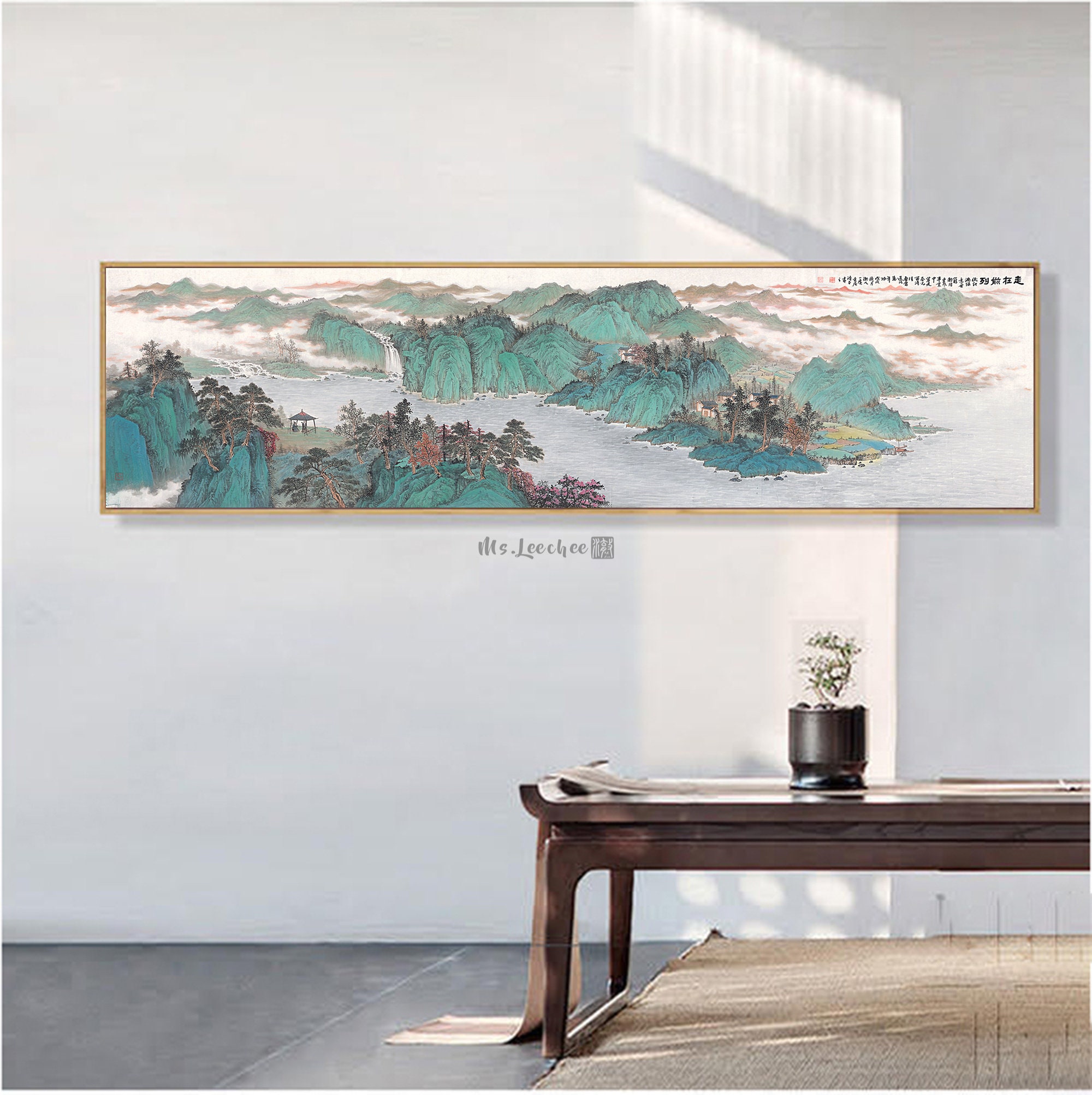 Extra Long Narrow Horizontal Chinese Traditional Landscape Etsy Singapore