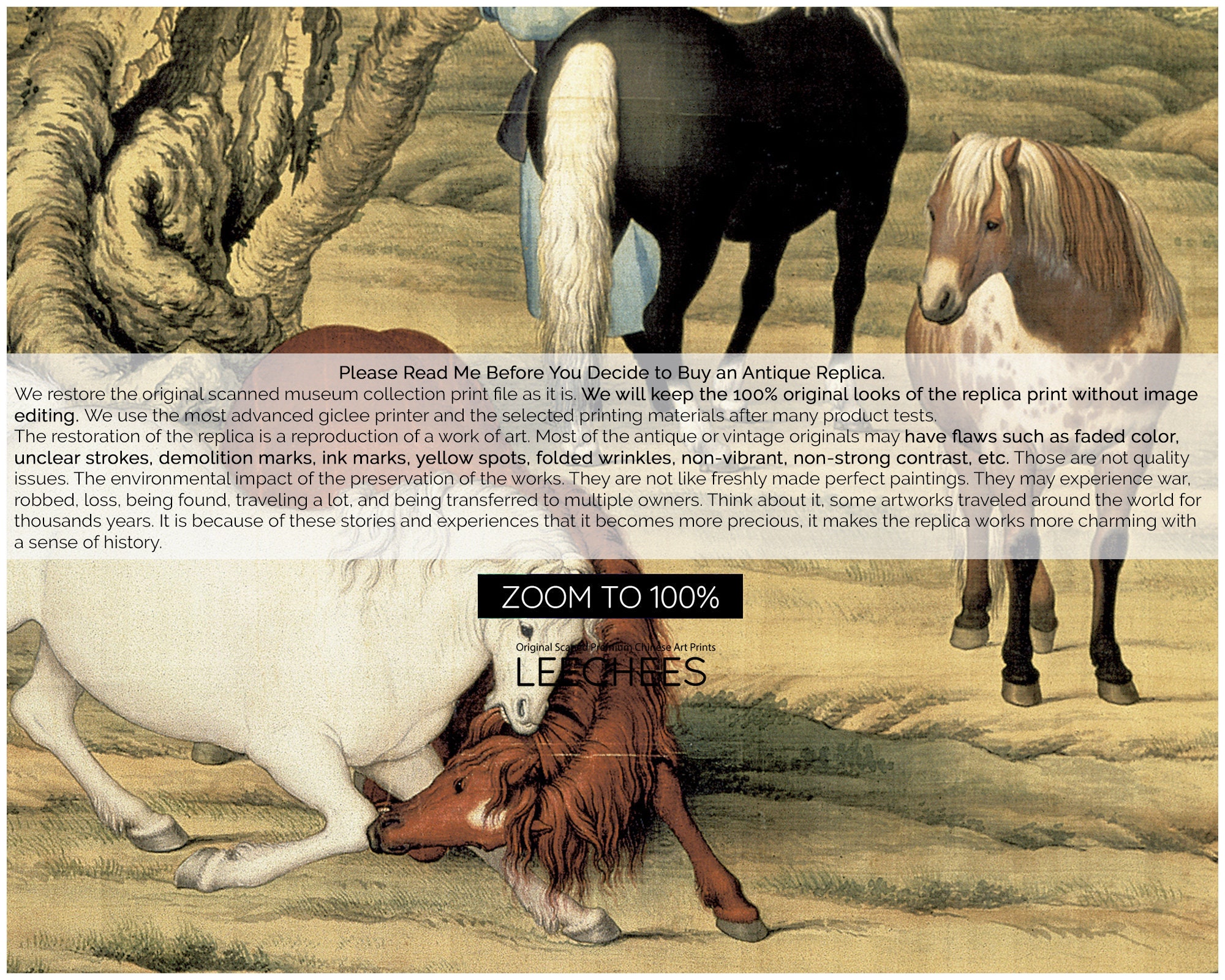 Eight Horses Meticulous Painting, by Giuseppe Castiglione