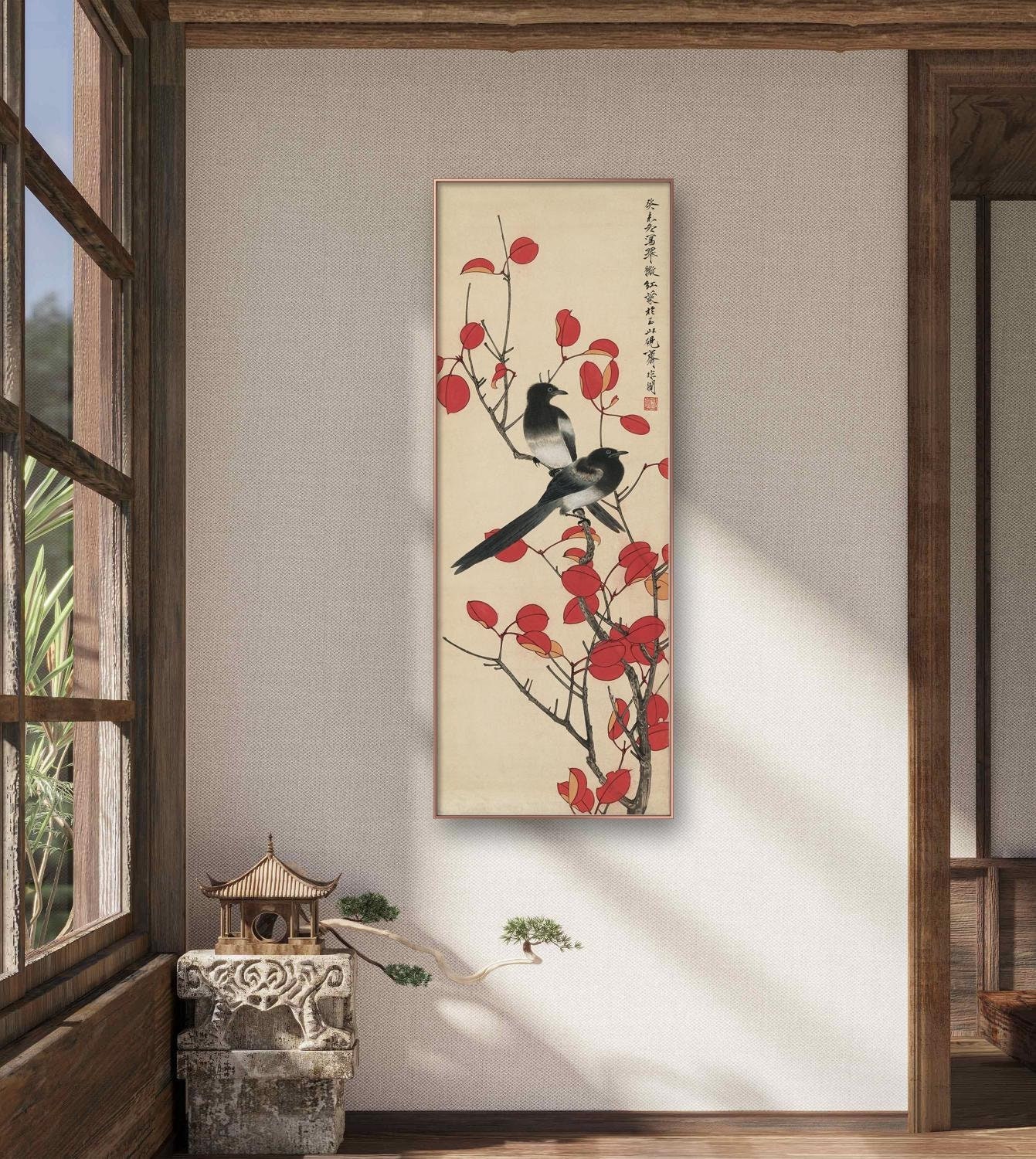 Chinese Bird-and-flower Painting, Vertical Narrow Chinese Botanic