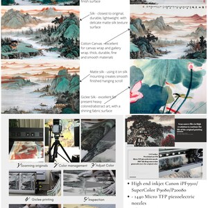 Chinese Traditional landscape painting, vertical shan shui brush painting, giclee printing, vintage Chinese art, unframed, 30x71cm image 6